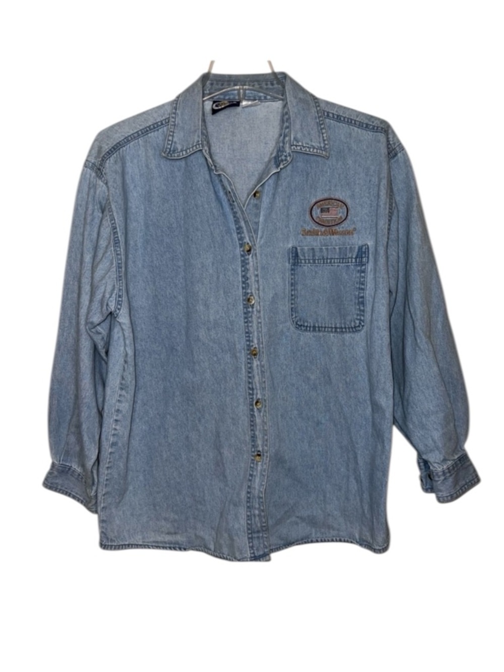 Smith & Wesson American Tradition Denim Button Front Embroidered Shirt S/Med